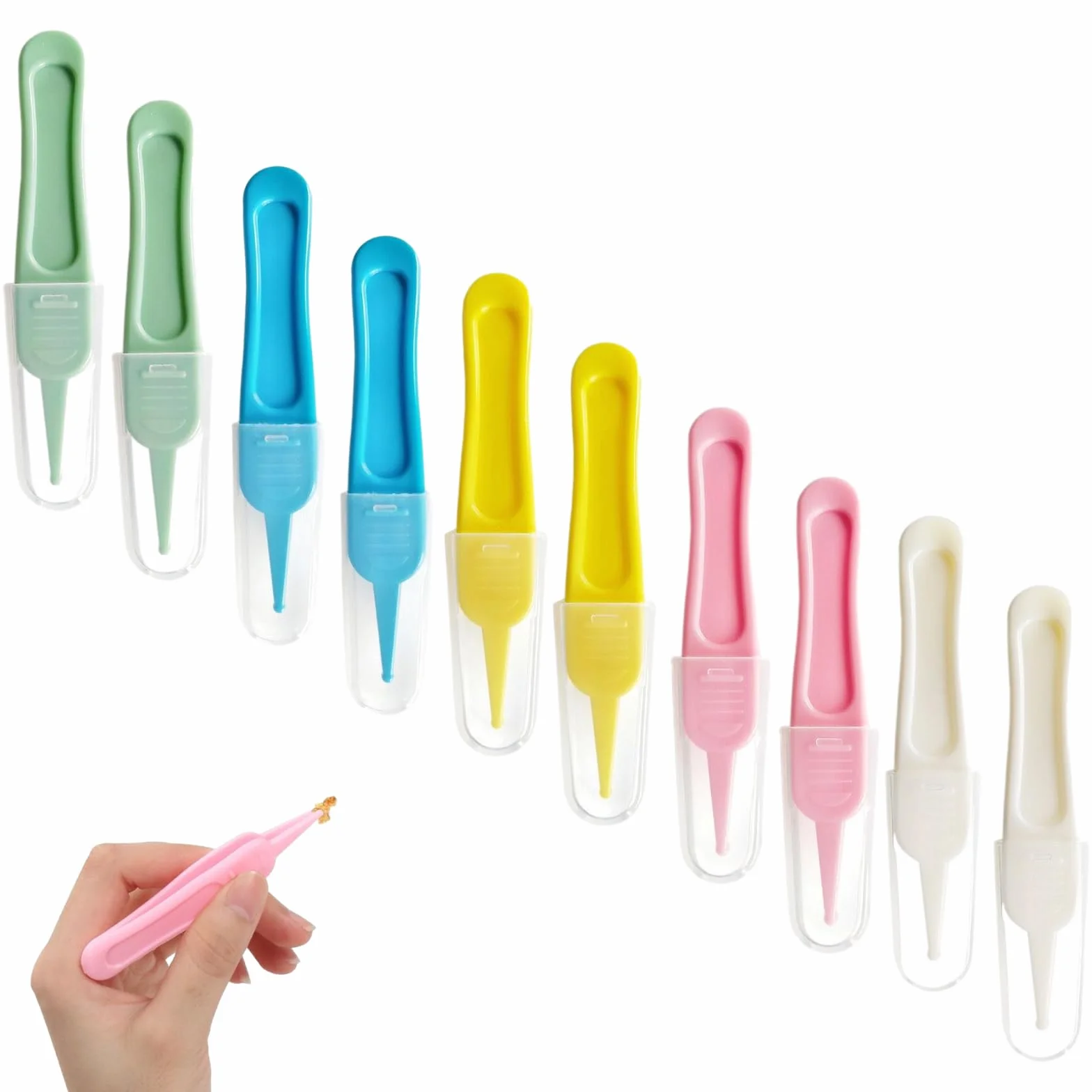 Pinces à Épiler pour Bébé Sécurité, 10 Pièces Pince à Tête Ronde Nettoyage Nasal Multicolore