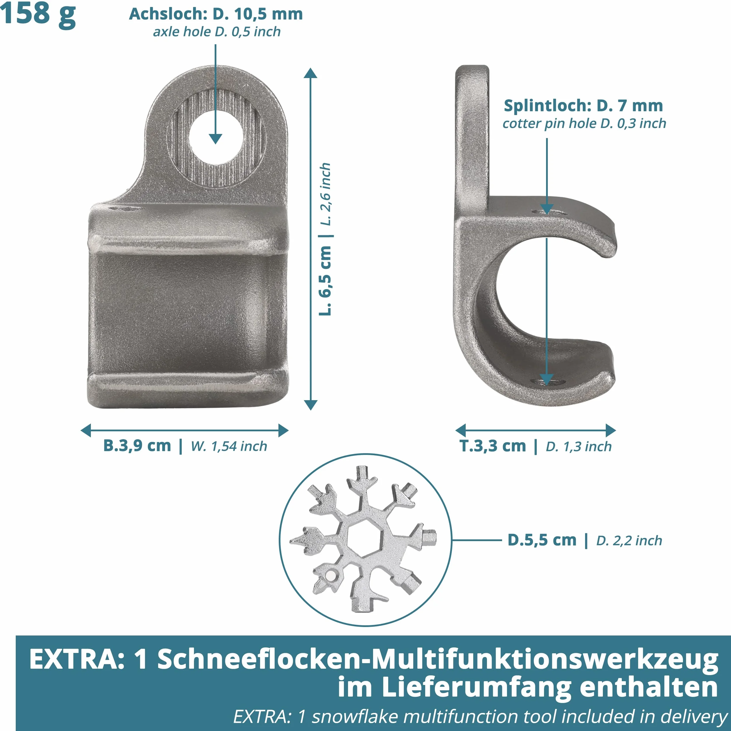 Thule Chariot Coaster adaptateur embrayage remorque vélo argent noir outil multifonction