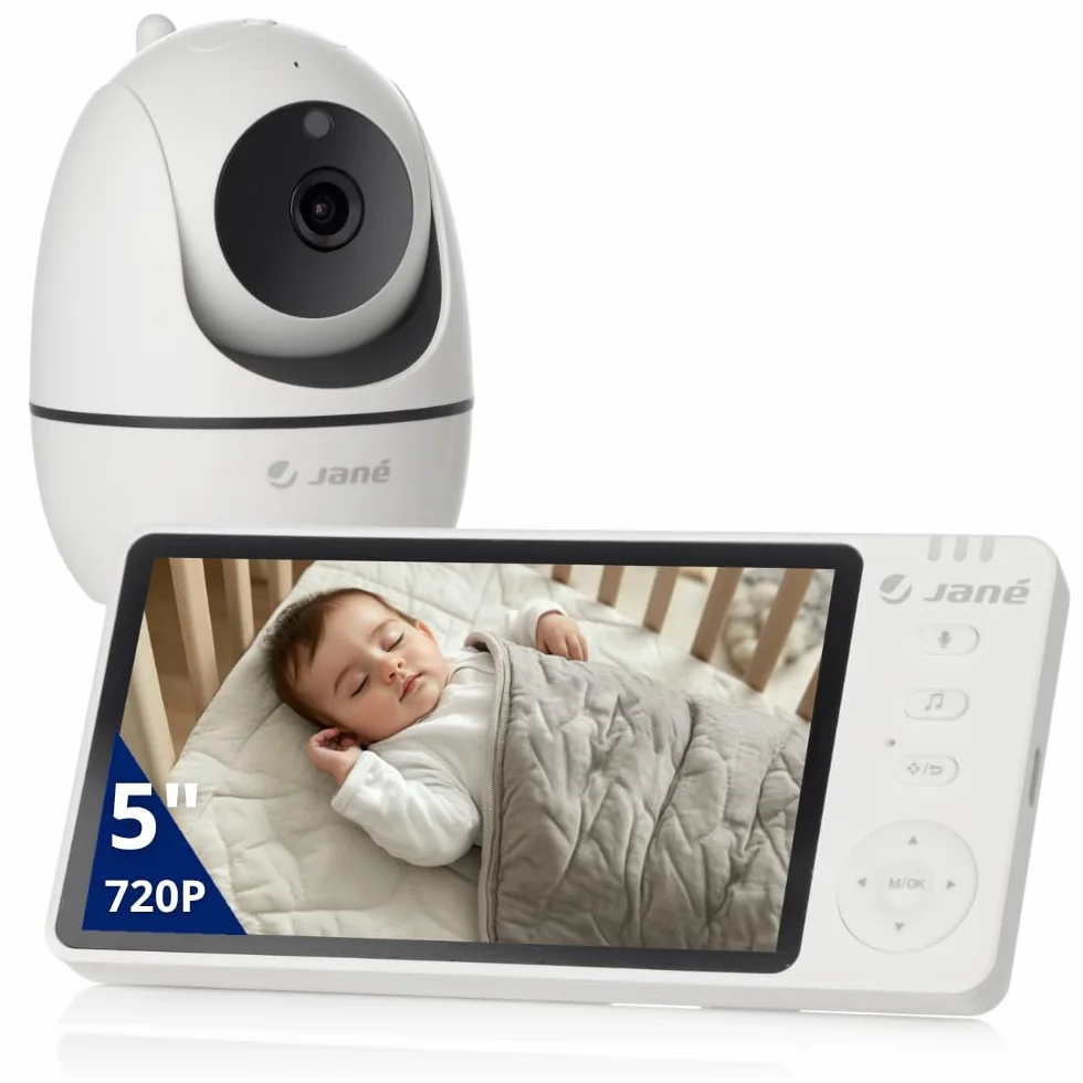 Jané Eye Pro Baby Monitor, Écran 5", Caméra Rotative, Inclinaison Motorisée, Vision Nocturne, Audio Bidirectionnel
