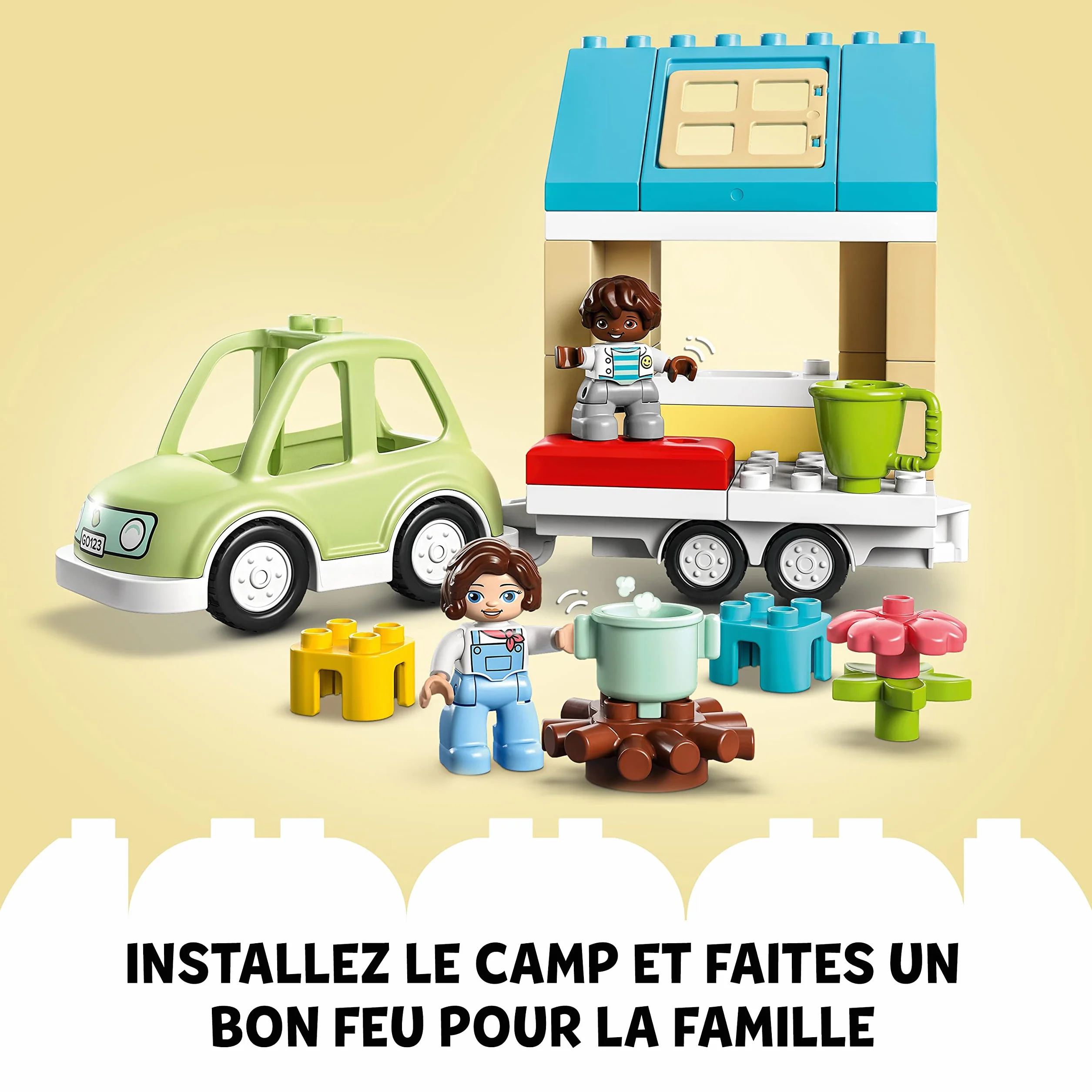 LEGO 10986 Duplo Ma Ville La Maison Familiale sur Roues, Jouet Éducatif, Set de Camping