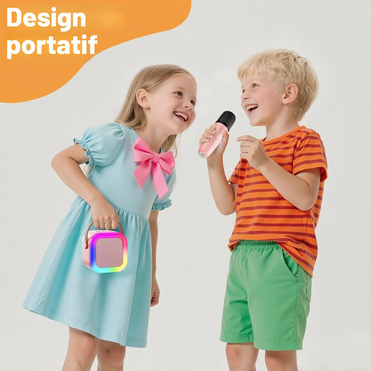 Fede Micro Karaoke Enfants avec 2 Micros sans Fil, Cadeau Fille 4-12 Ans