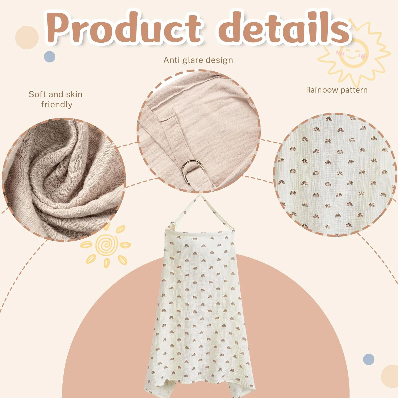 Foulard d'allaitement en mousseline, couverture pour maman et bébé, multicolore, taille L