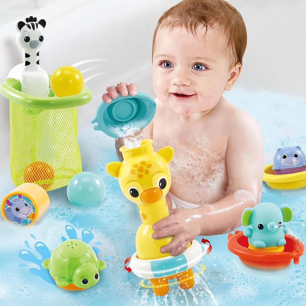 VTech Maxi-Coffret de Bain Multi Activité 15 Jouets de Bain Bébé Animaux Bateaux 3 Formes 3 Balles Filet de Rangement Cadeau Enfant 1 an