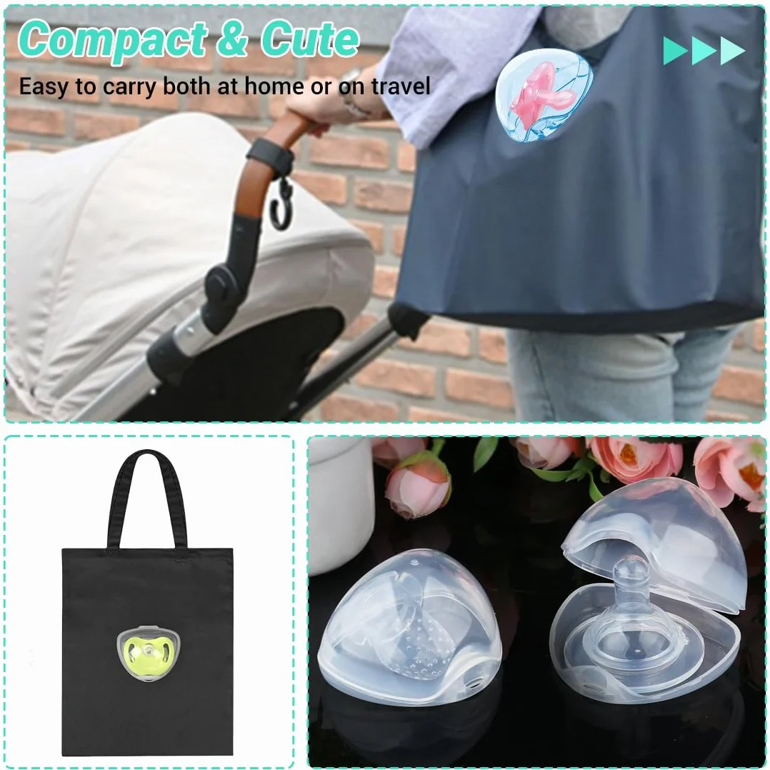 Boîte à Tétine Transparente Imperméable 5 Pièces Portable Rangement Bébé