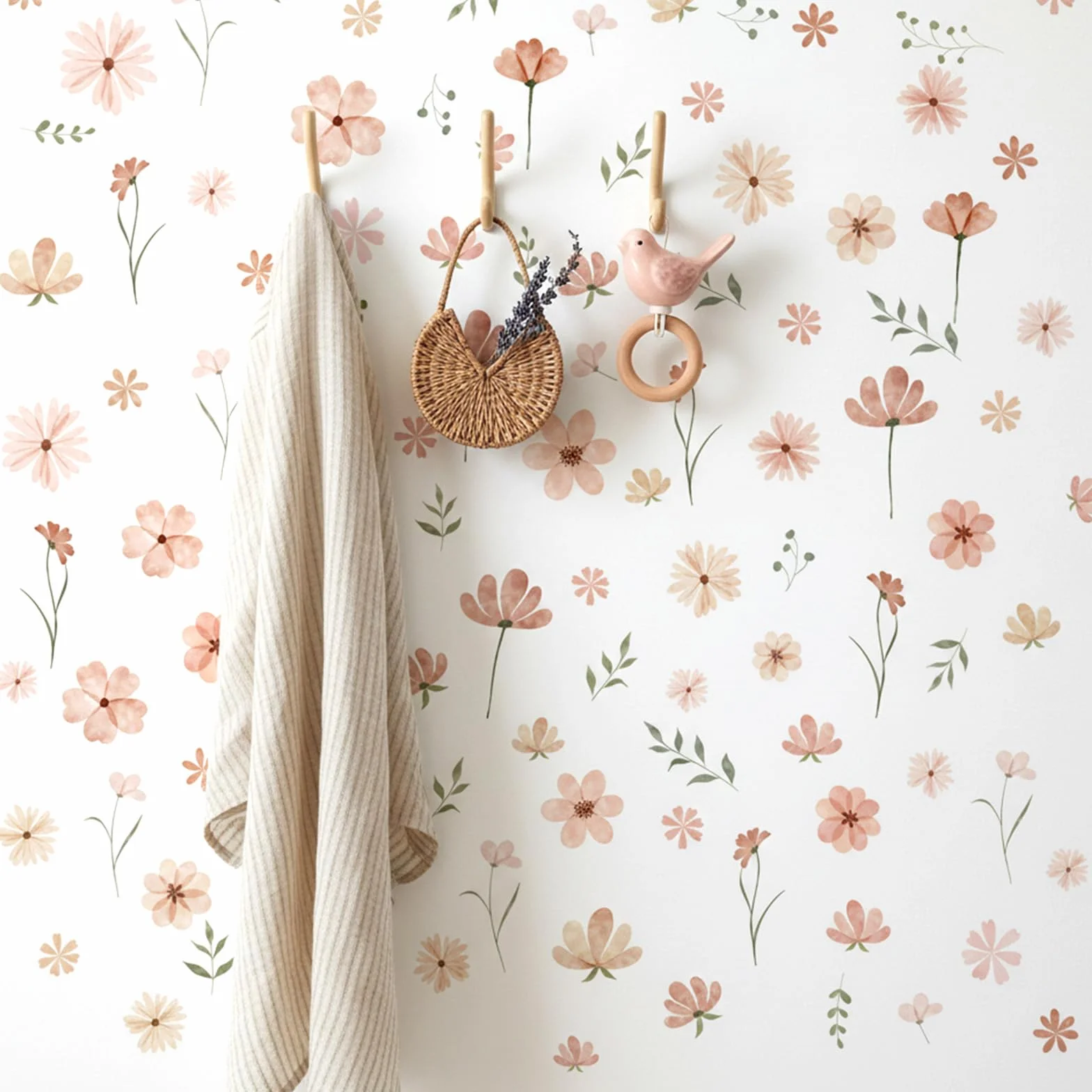 Stickers Muraux Boho Fleurs Feuilles Autocollants Muraux Petits Motifs Floraux