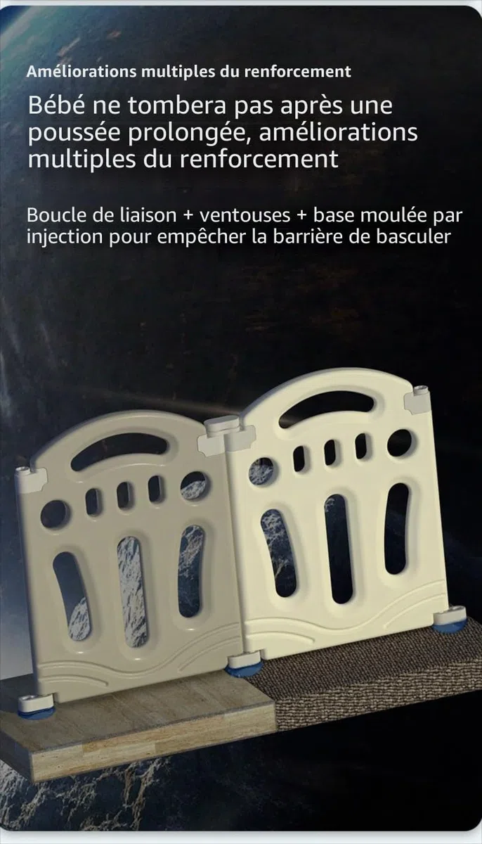 Parc bébé avec toboggan et panier de basket-ball, clôture de sécurité à 14+2 panneaux, matériau PE haute densité, dimensions intérieures 154 x 187 cm, design pliable avec tapis d'activités et balles à