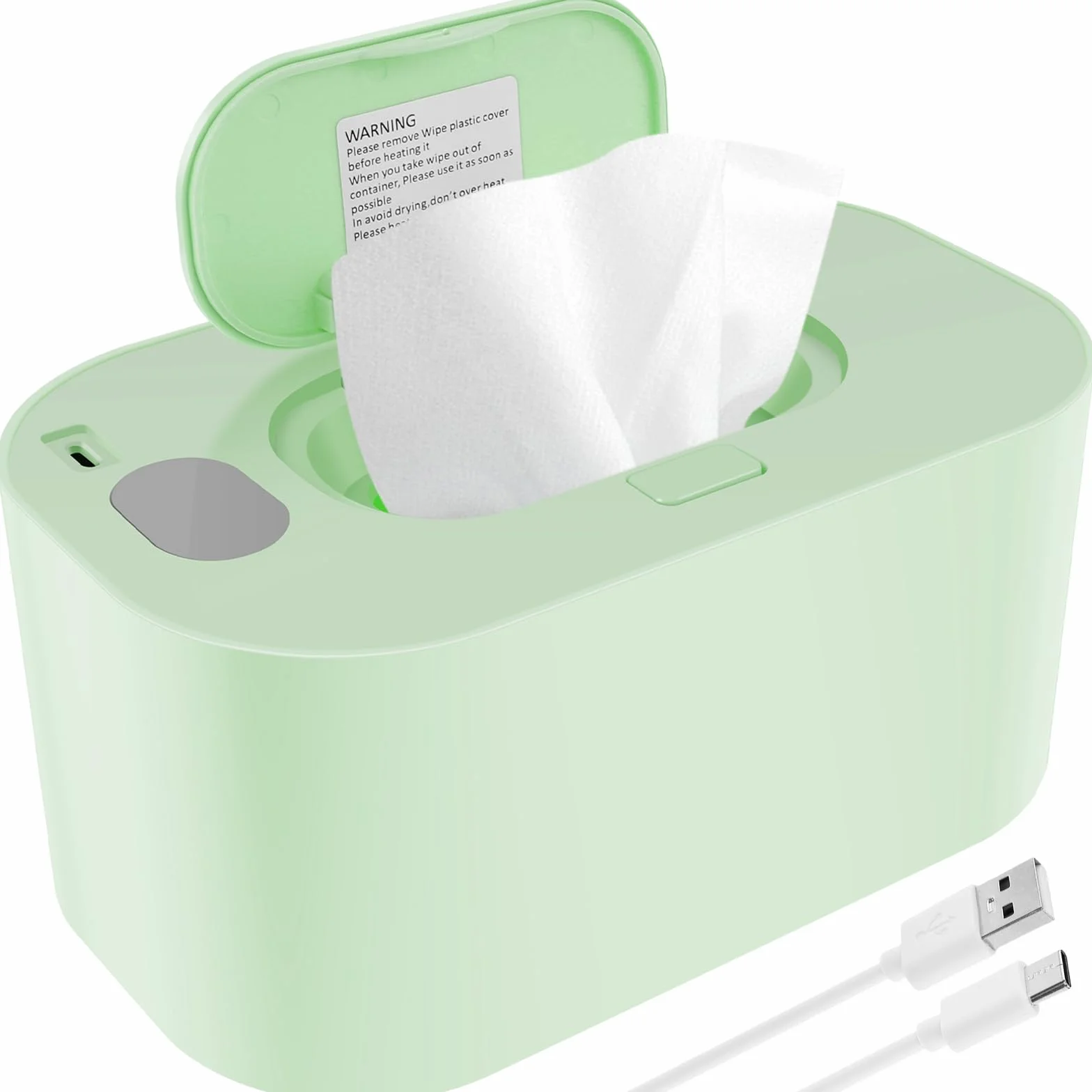 Chauffe-lingettes bébé USB portable température constante réutilisable vert