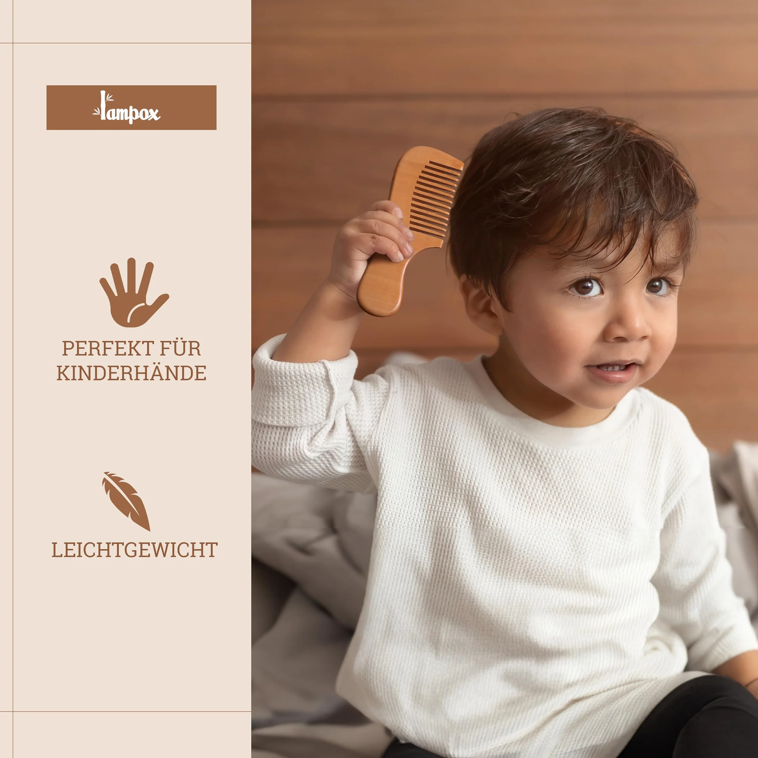 Brosse à cheveux bébé en bois naturel poils de chèvre doux peigne ensemble