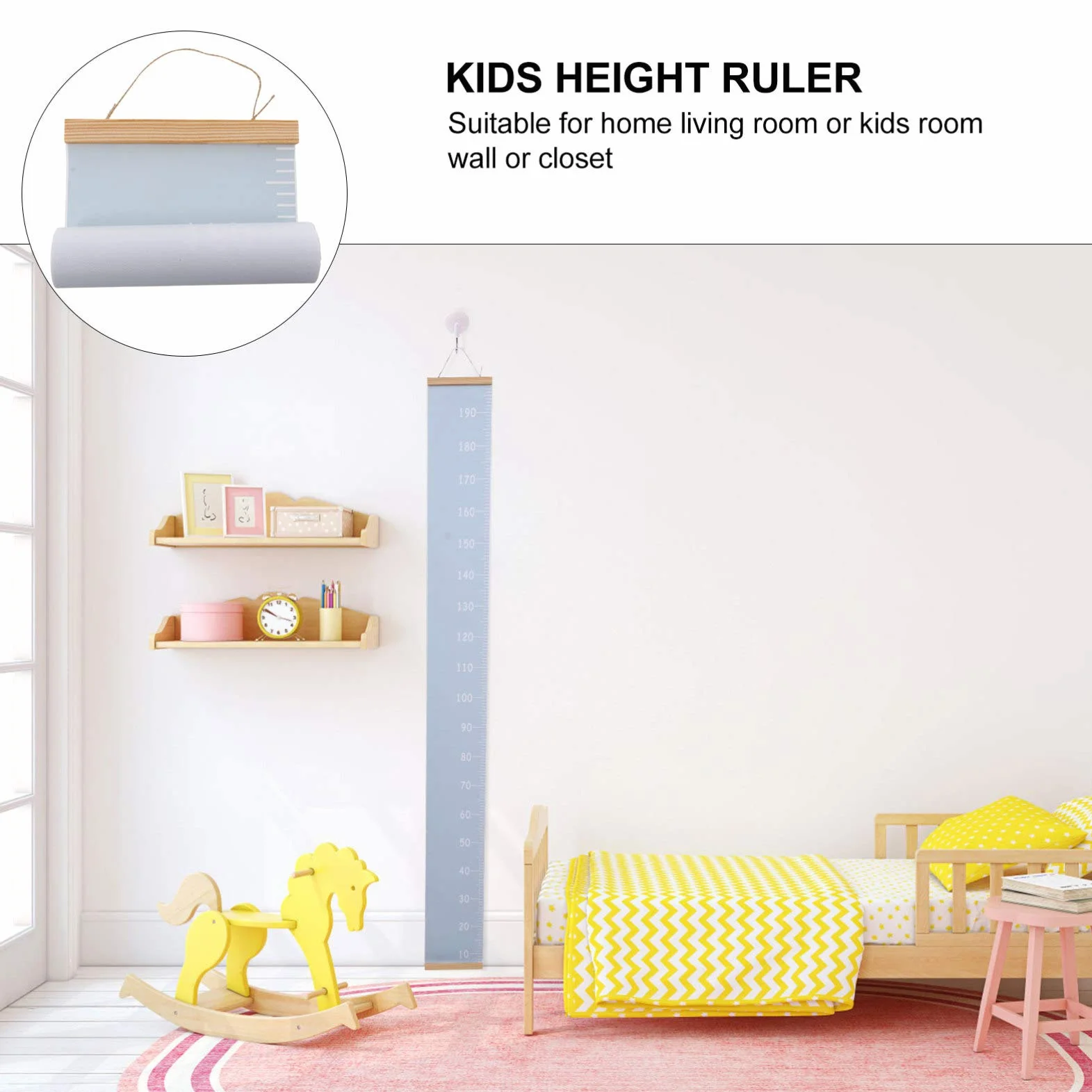 Alipis Toise Murale Enfant Bois 78.74In Règle De Hauteur Suspendue Décorative Mesure Croissance