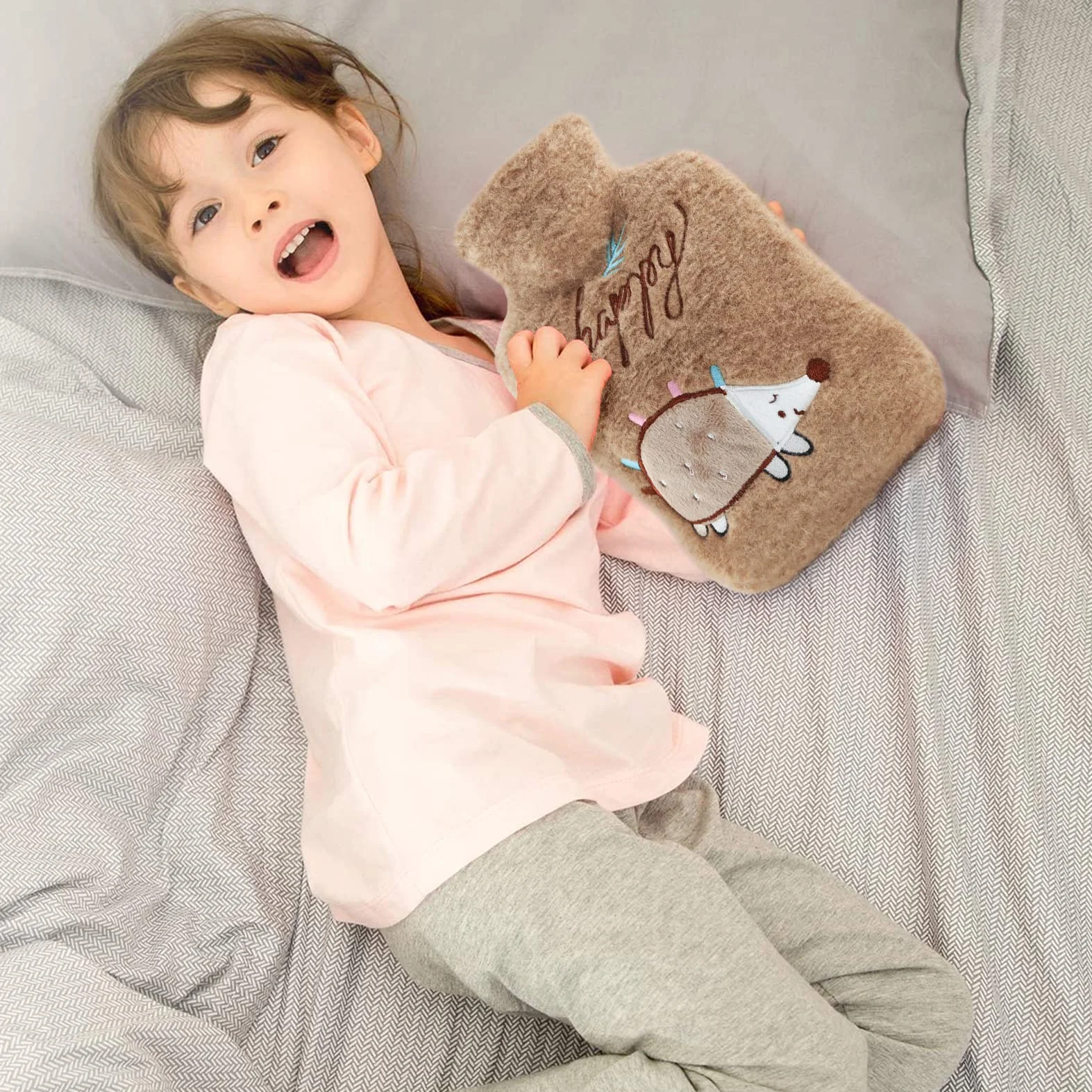 Bouillotte Enfant Peluche Amovible Lavable Eau Chaude Petit Ours