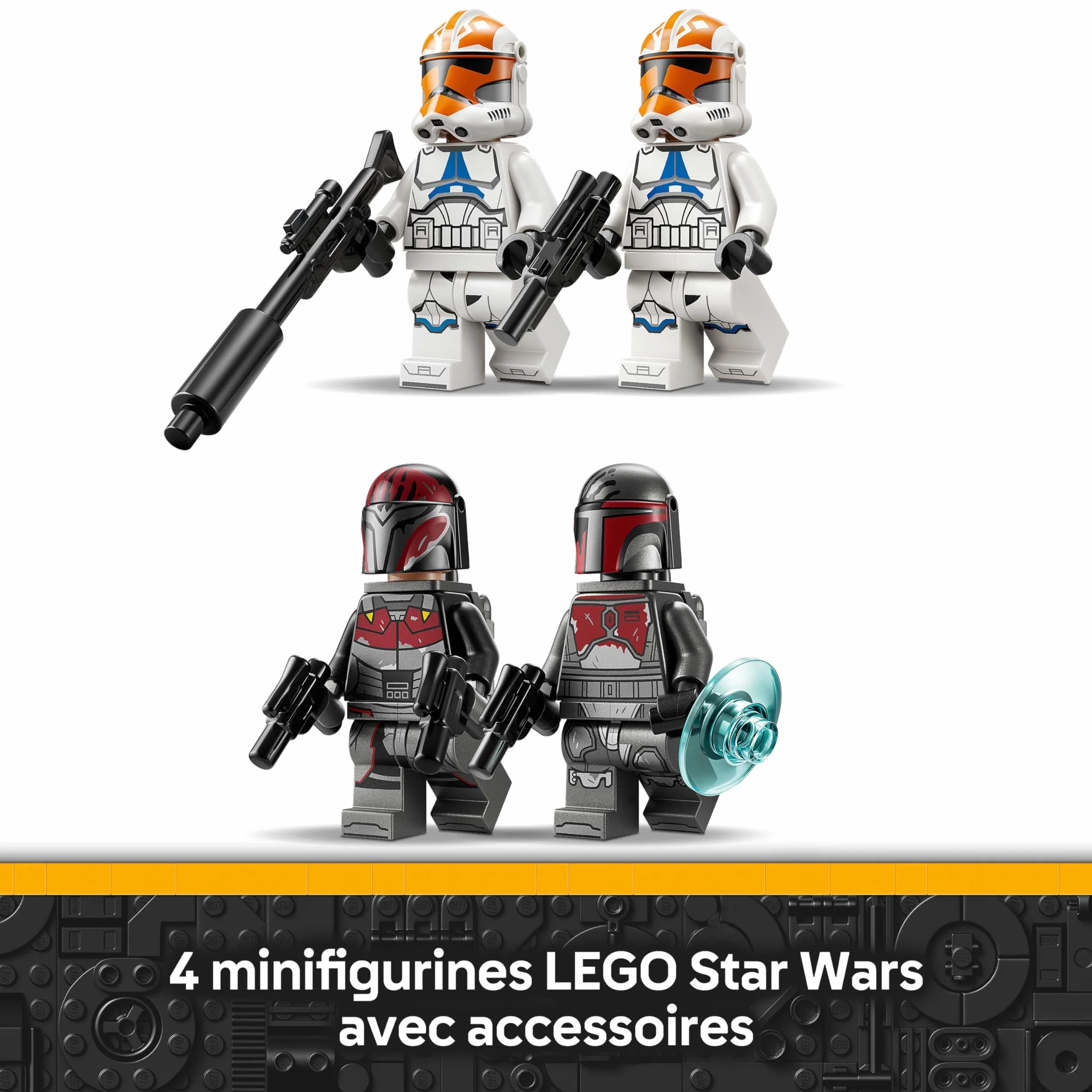 LEGO Star Wars 75449 Pack de Combat Le Siège de Mandalore - Jouet d'action avec Minifigurines de 2 Mandaloriens & 2 Clone Troopers - Speeder & Pistolets Blasters - Cadeau pour Garçon dès 6 Ans