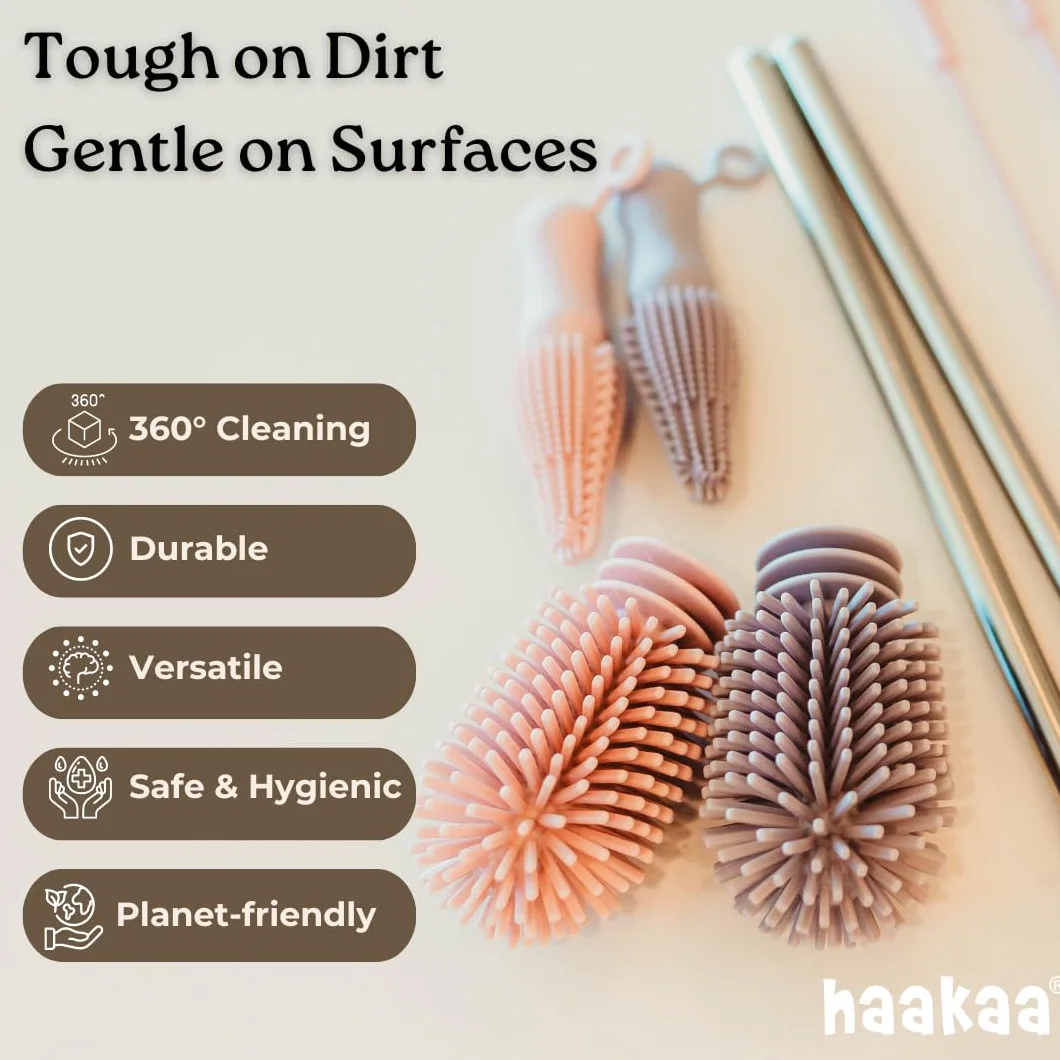 Haakaa Kit de brosses de nettoyage en silicone - pour bouteilles et crevasses - silicone alimentaire