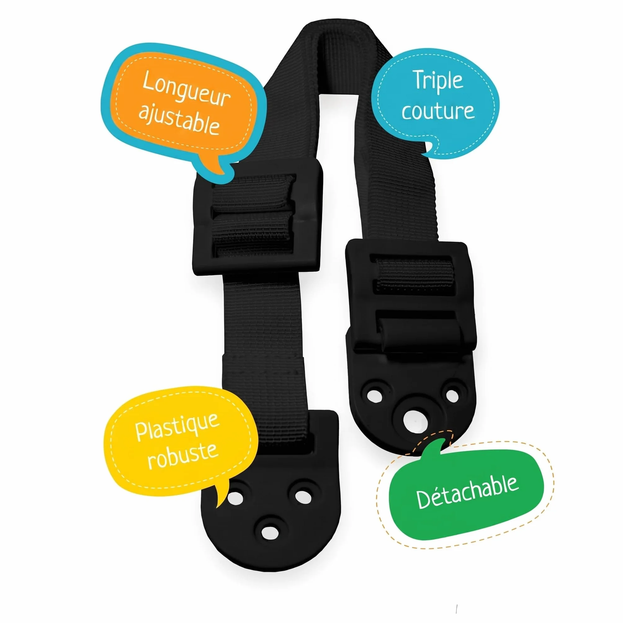 Boxiki Kids Anti Basculement Meuble Sangle Fixation Mur Kit 8 Sangles Sécurité Bébé Enfant Ancrage Anti-Renversement Réglable Noir