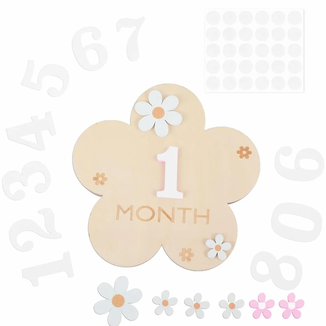 Accessoires Photo Bebe Floral Bois 0-12 Mois Enregistrement Croissance
