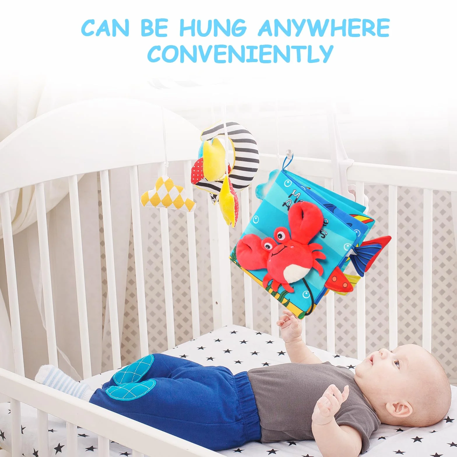 Vicloon Livre Tissu Bébé Eveil Jouet Educatif Animaux Crabe