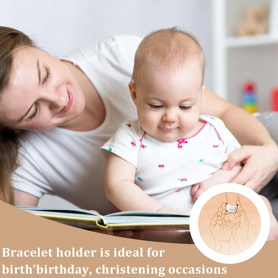 Bracelet de naissance en bois personnalisé gravé souvenir