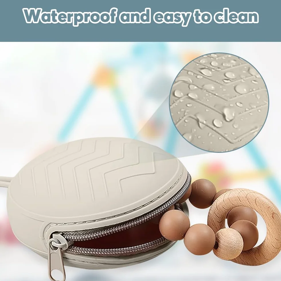 Mizikuu Boîte à Tétine Bébé Silicone, 2 Pièces Étui Porte-Sucette Sans BPA, Gris, Brun
