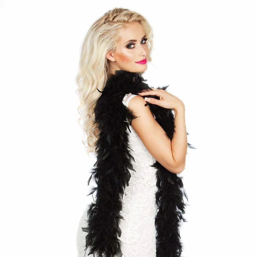 Boa en plumes longueur 180 cm accessoire costume Charleston années 1920 flapper carnaval