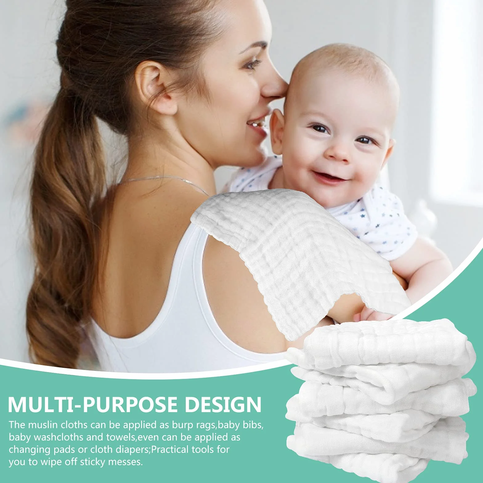 Lingette Bébé Lavable 10 Pcs 25x25cm Serviette Visage Main