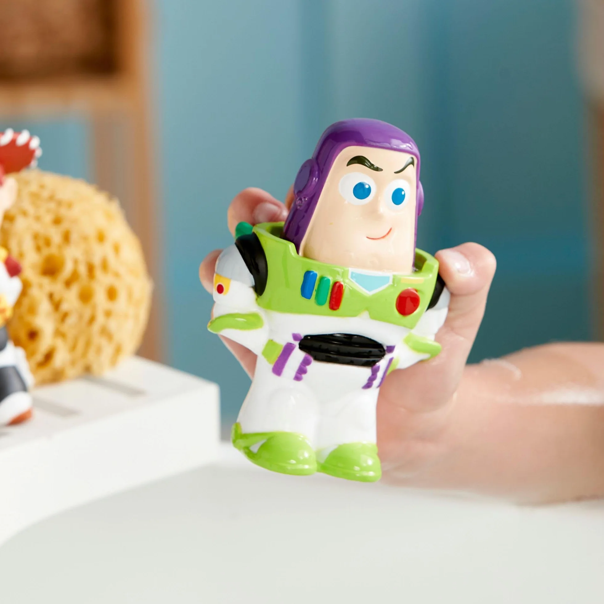 Disney Store Ensemble de Jouets pour Le Bain Toy Story 5 pièces Buzz l'éclair Woody Jessie Pile-Poil Rex Seau à Couvercle tamisé