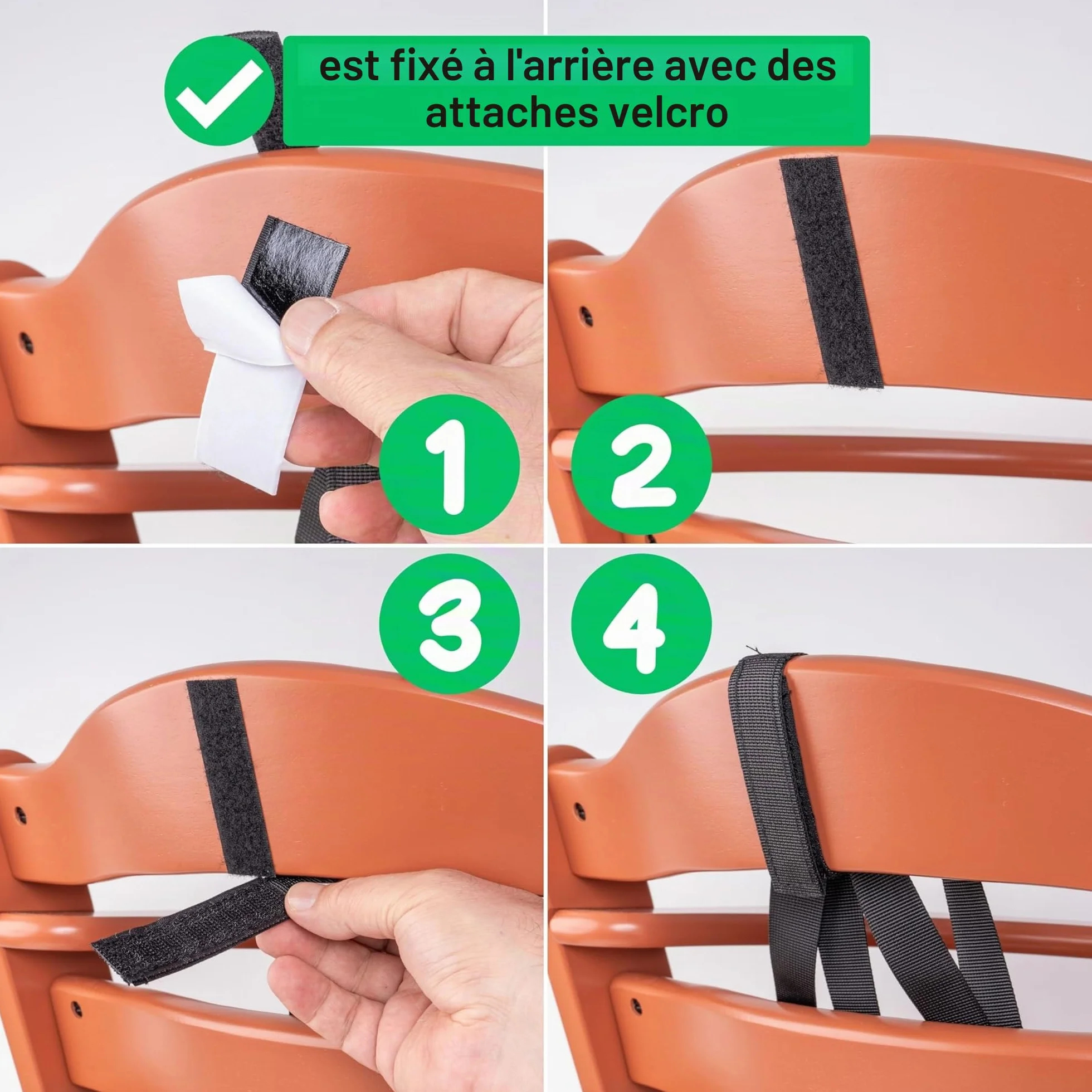 Chaise haute système de harnais 5 points Noir compatible Hauck Stokke Tripp Trapp Roba