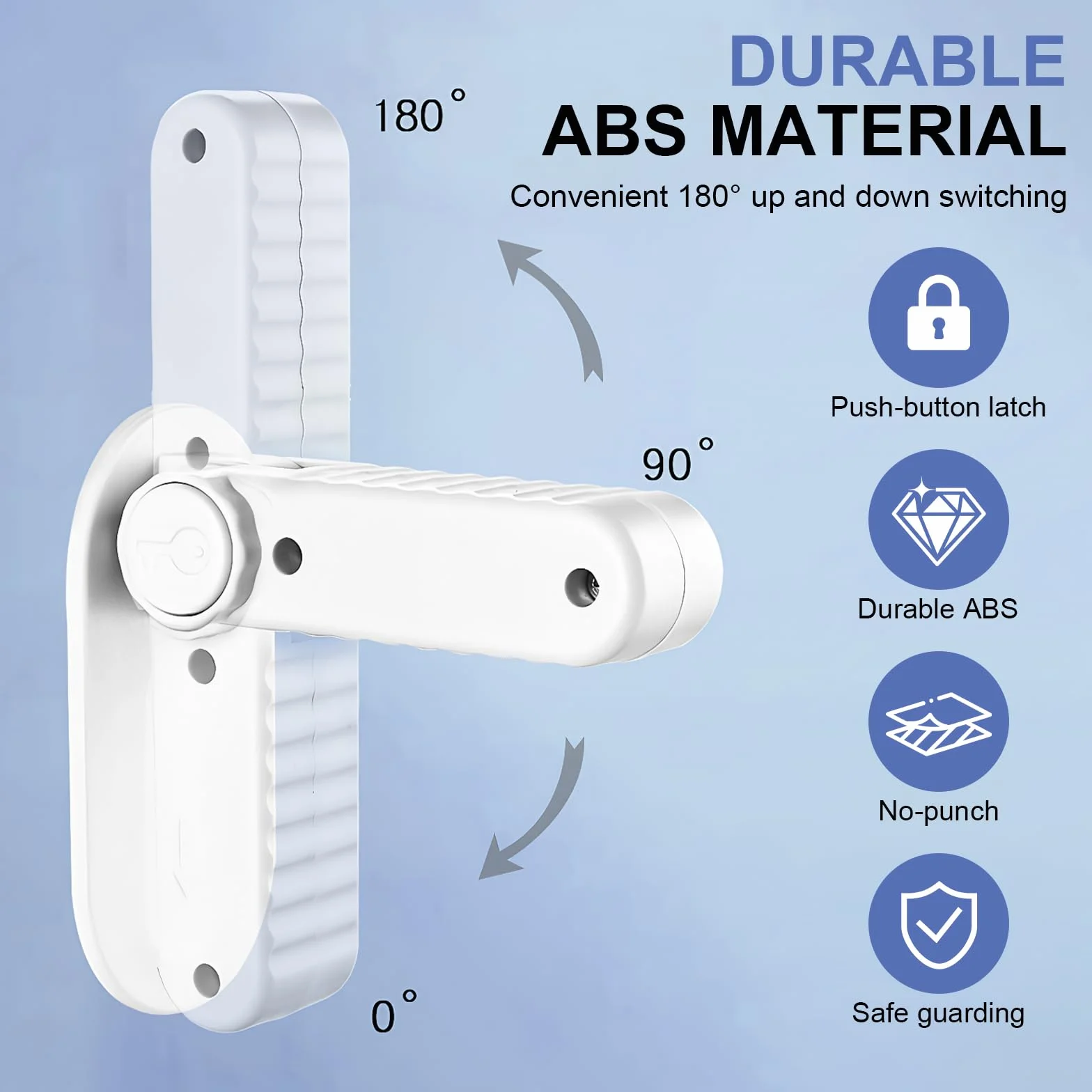 Verrou de Levier de Porte à L'Épreuve des Enfants Petproof, Serrure de Poignée de Sécurité pour Bébé, Sans Outils ni Perçage, Blanc