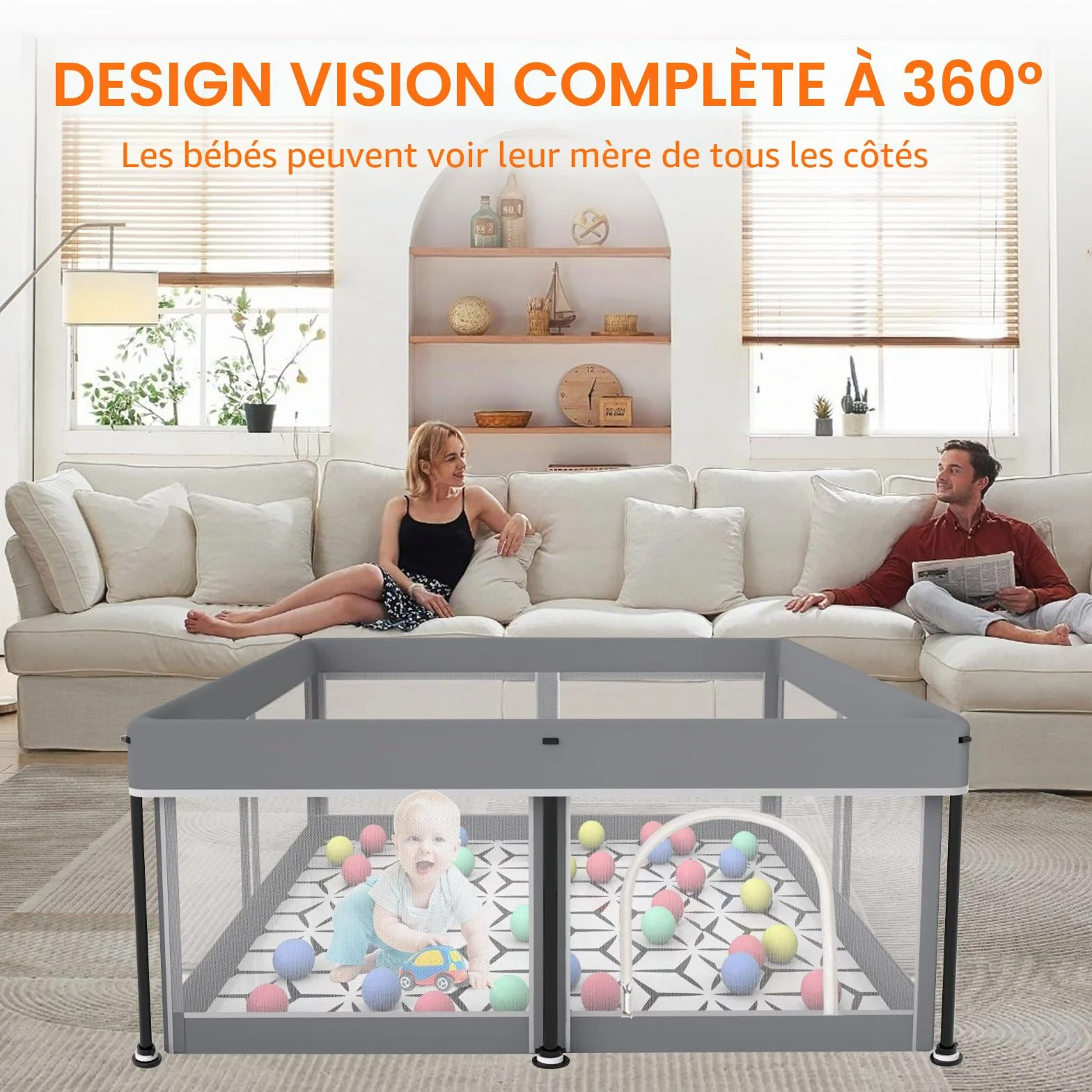 Parc pliable pour bébé avec tapis, portable, spacieux, robuste, installation rapide