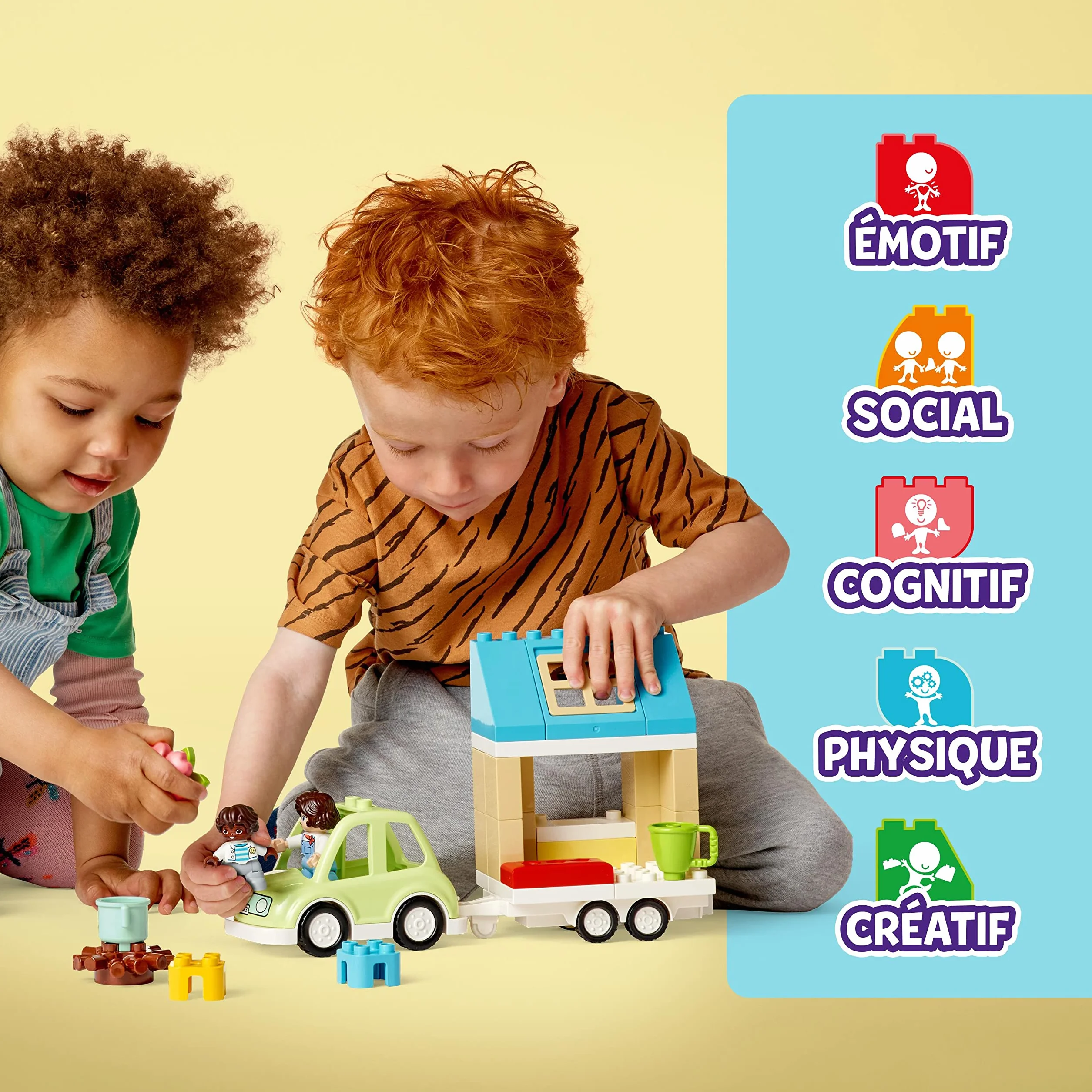 LEGO 10986 Duplo Ma Ville La Maison Familiale sur Roues, Jouet Éducatif, Set de Camping