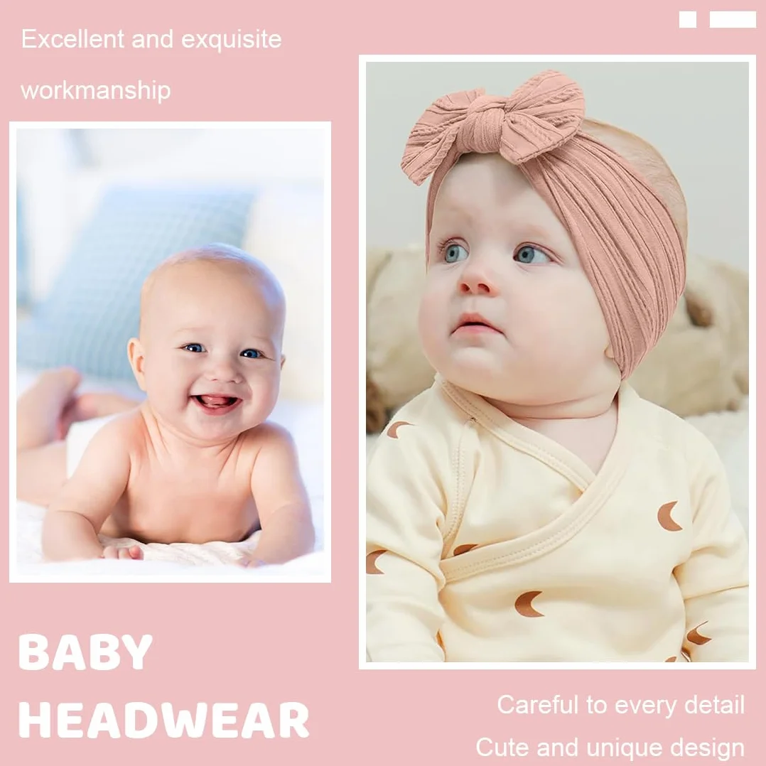 Lot de 3 Bandeaux pour Bébé Fille en Nylon avec Nœuds