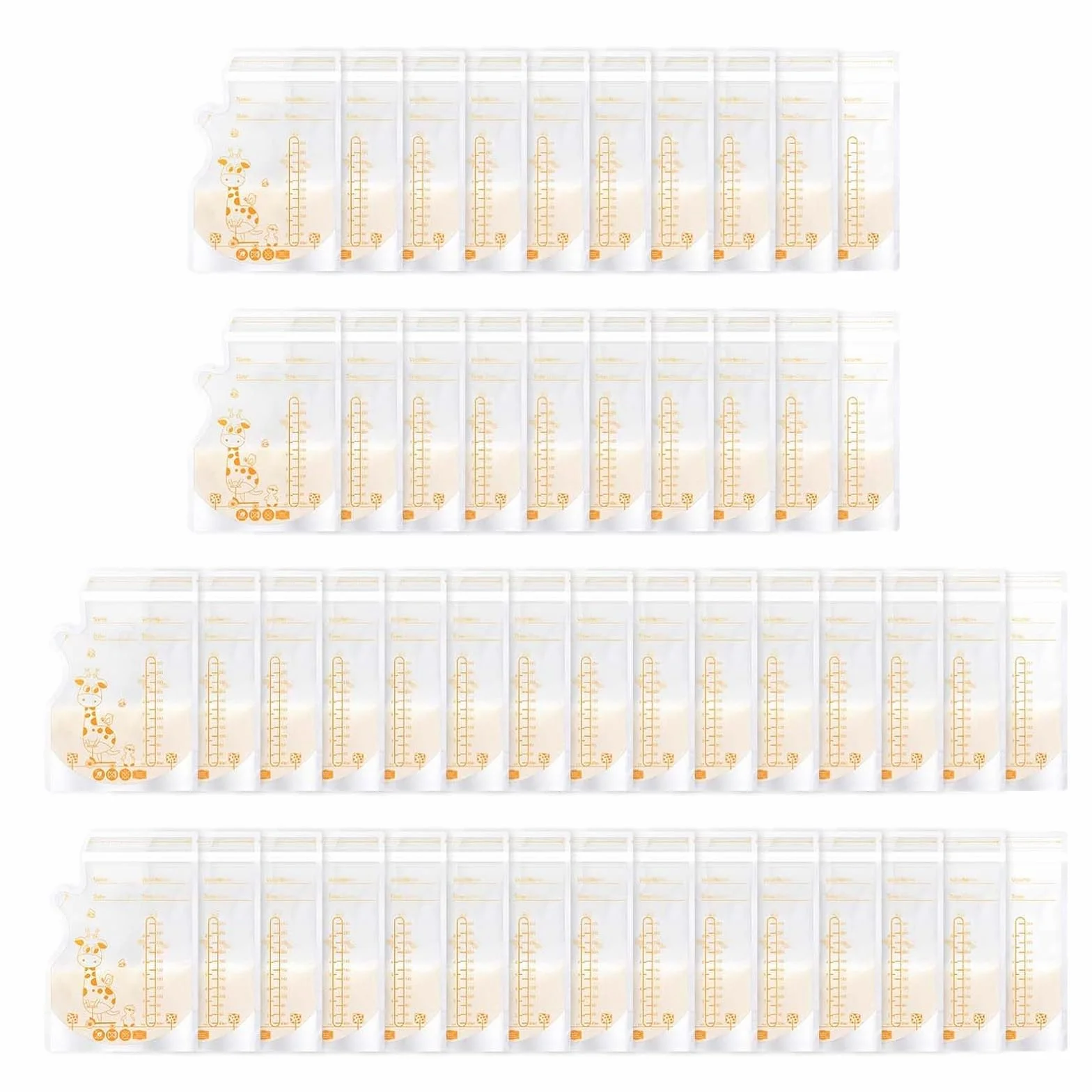 Oderra Sachet Conservation Lait Maternel 50/100 PCS 250/180 ML Double Fermeture Étanche Pré-Stérilisé