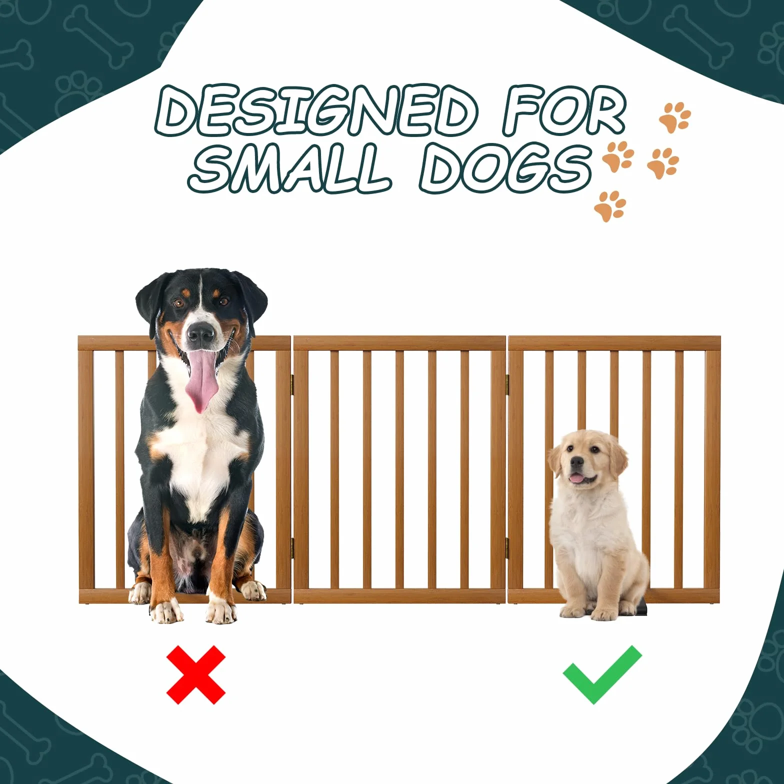 Barrière de Sécurité pour Chien 3 Panneaux sans Perçage 61cm x 140cm avec Supports Métalliques Noyer