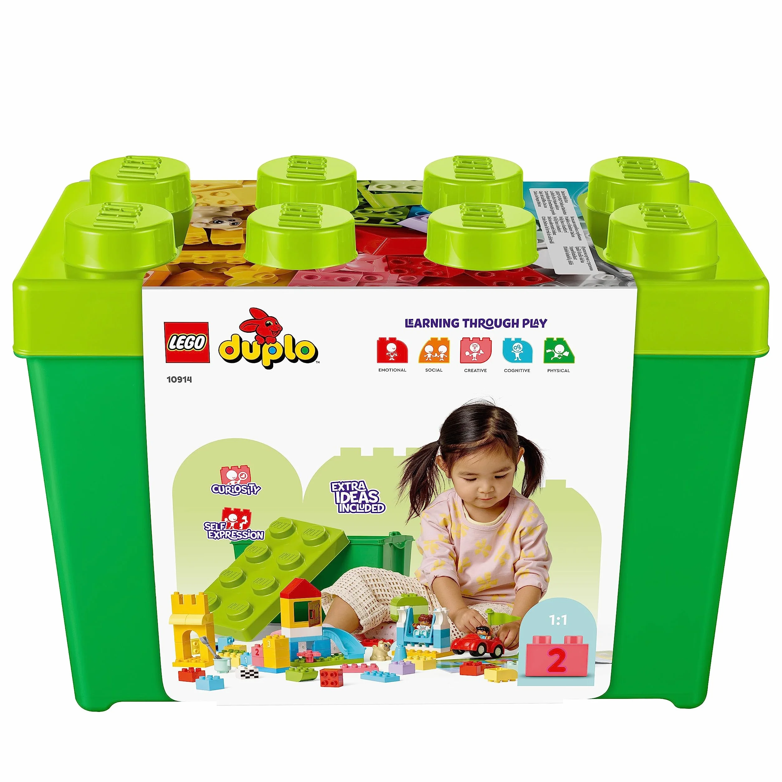 LEGO Duplo La Boîte de Briques Deluxe 10914 Jouet dès 1 an Motricité Fine Voiture Briques Chiffres Figurines Animaux Rangement