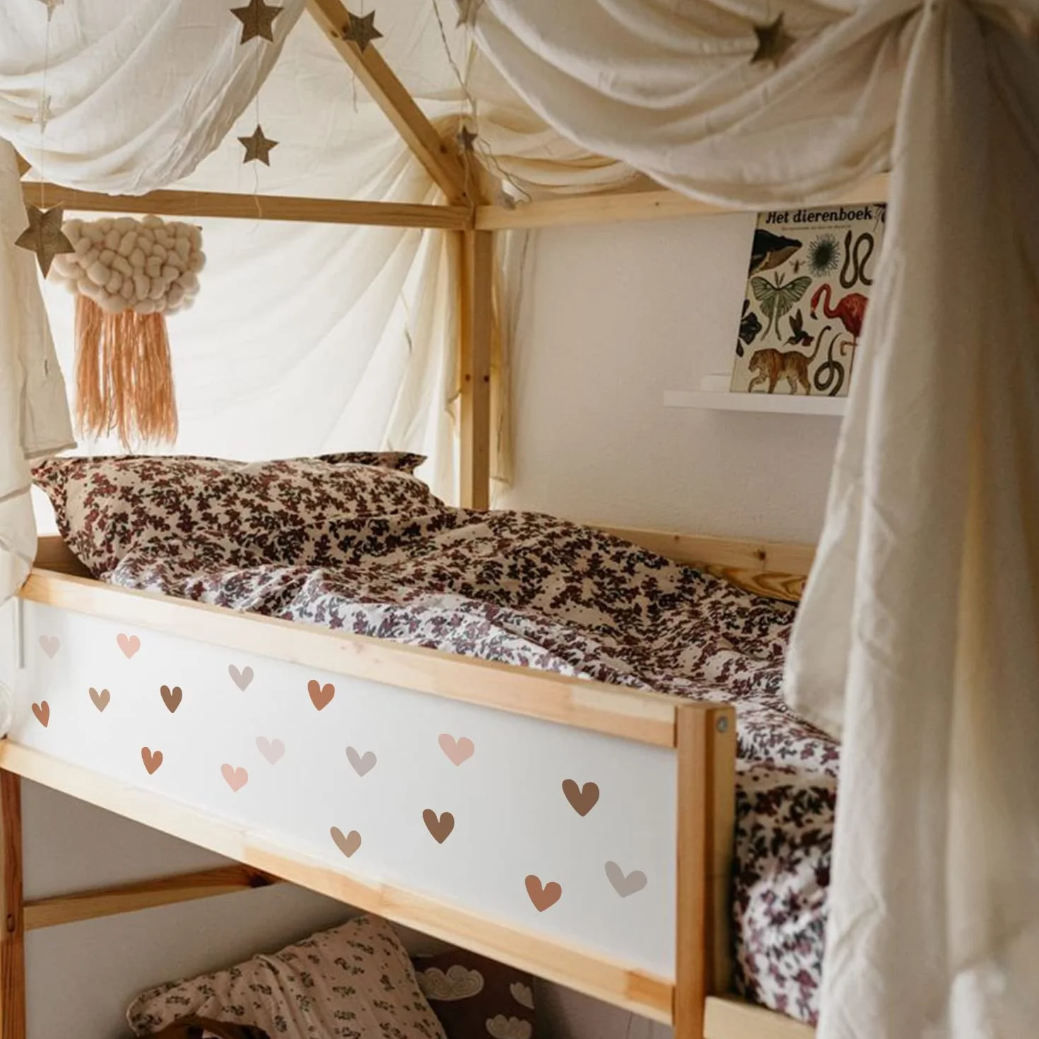 Funlife Boho Cœur Autocollants Muraux Imperméables Enfants Décor Chambre