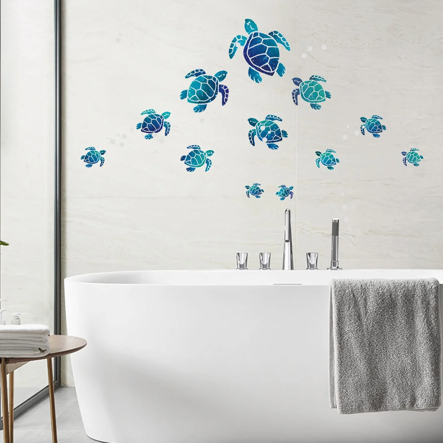 VIKSAUN 12 Pièces Autocollant Mural Tortue de Mer Bleue Décoration Murale pour Chambre Enfants Maison