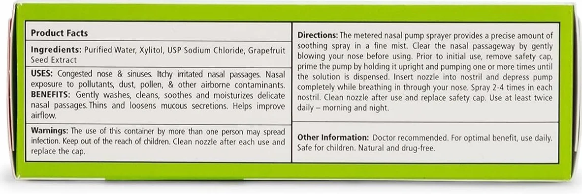 Xlear Spray Nasal Naturel au Xylitol Nettoyant Hydratant Nez 45 ml