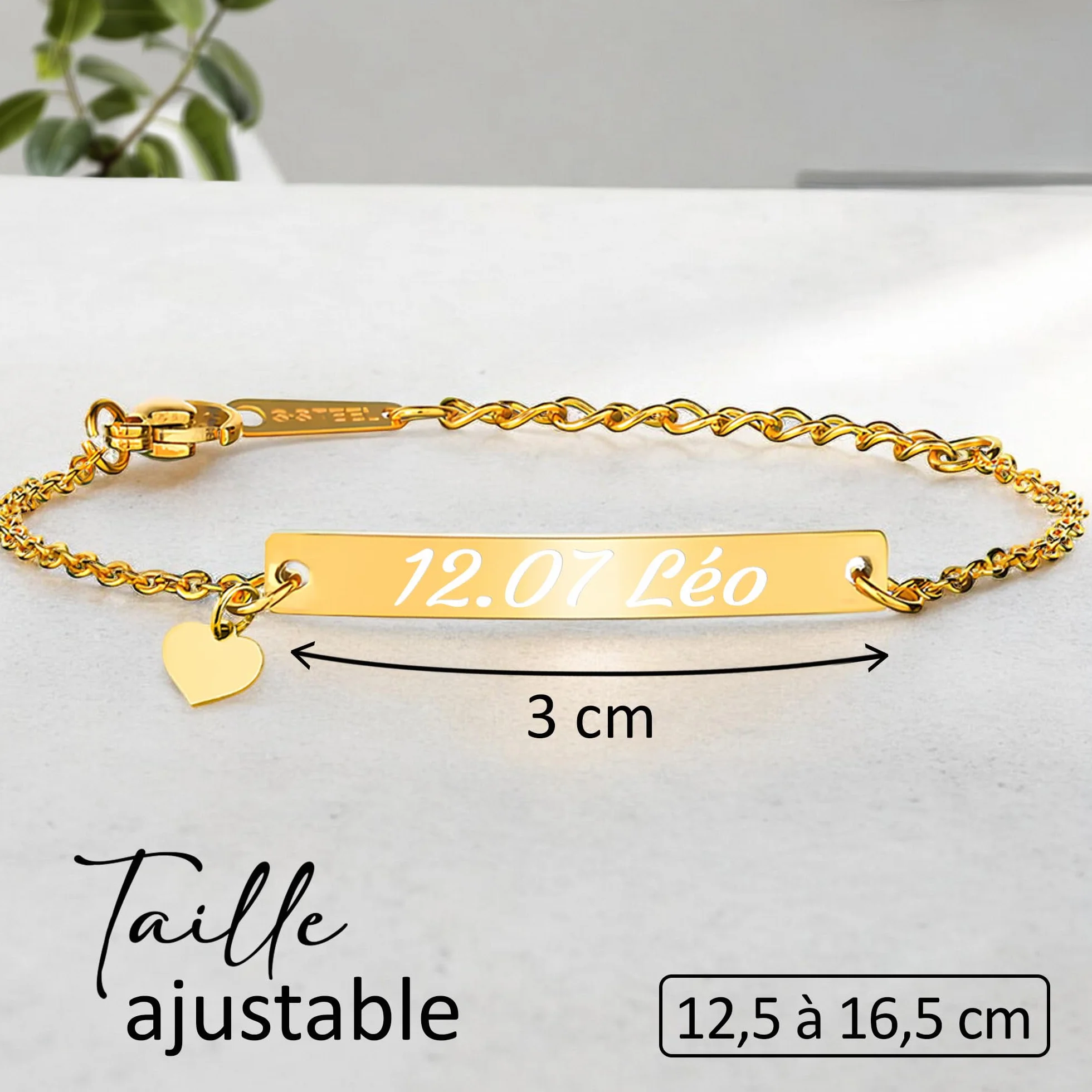 Gourmette bébé personnalisable bracelet enfant prénom gravé doré argenté cadeau naissance baptême