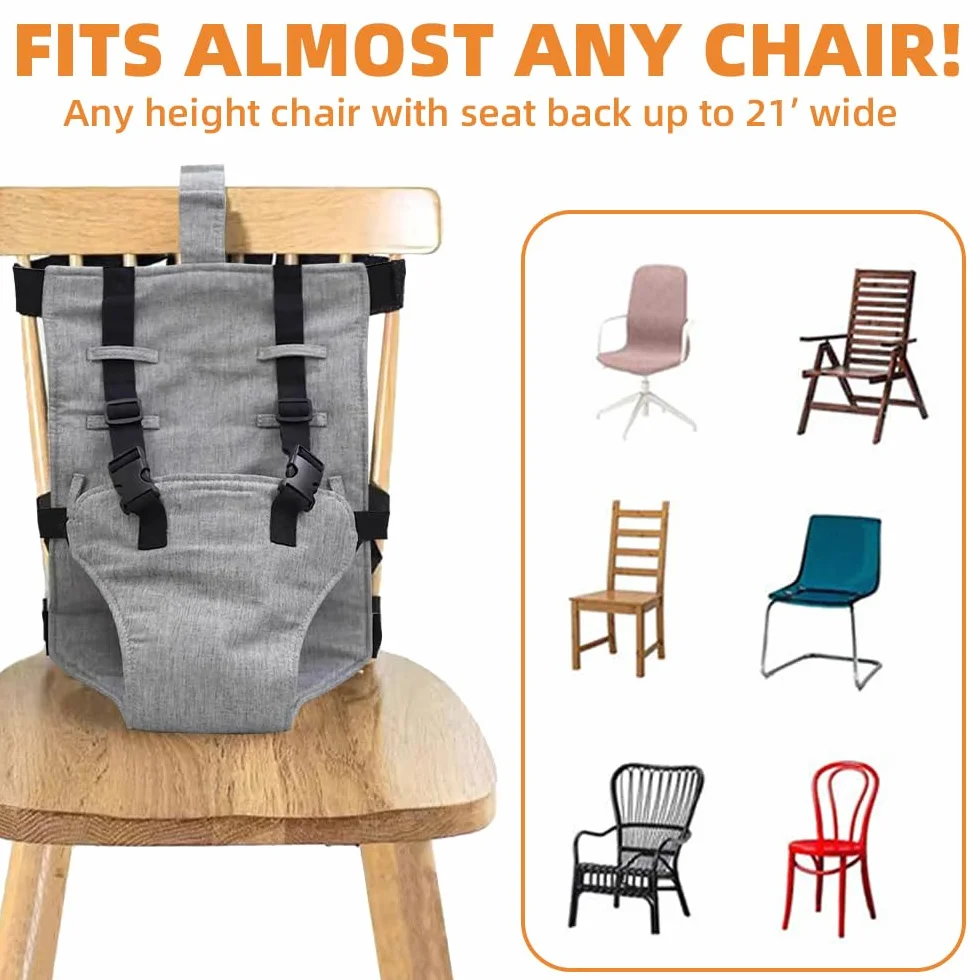 Harnais Chaise Haute Bébé, Ceinture de Sécurité Bébé Repas, Portable Voyage Lavable, Siège 6 Mois à 3 Ans