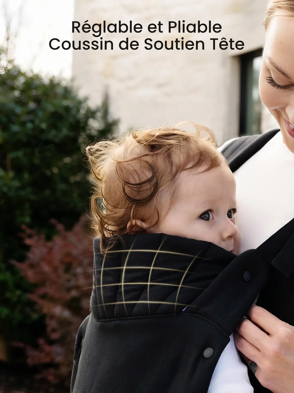 Porte-bébé Physiologique et Ergonomique Noir 3-20 kg 0-24 mois Boucle Ouverture Rapide Enfilage Facile Appui-tête
