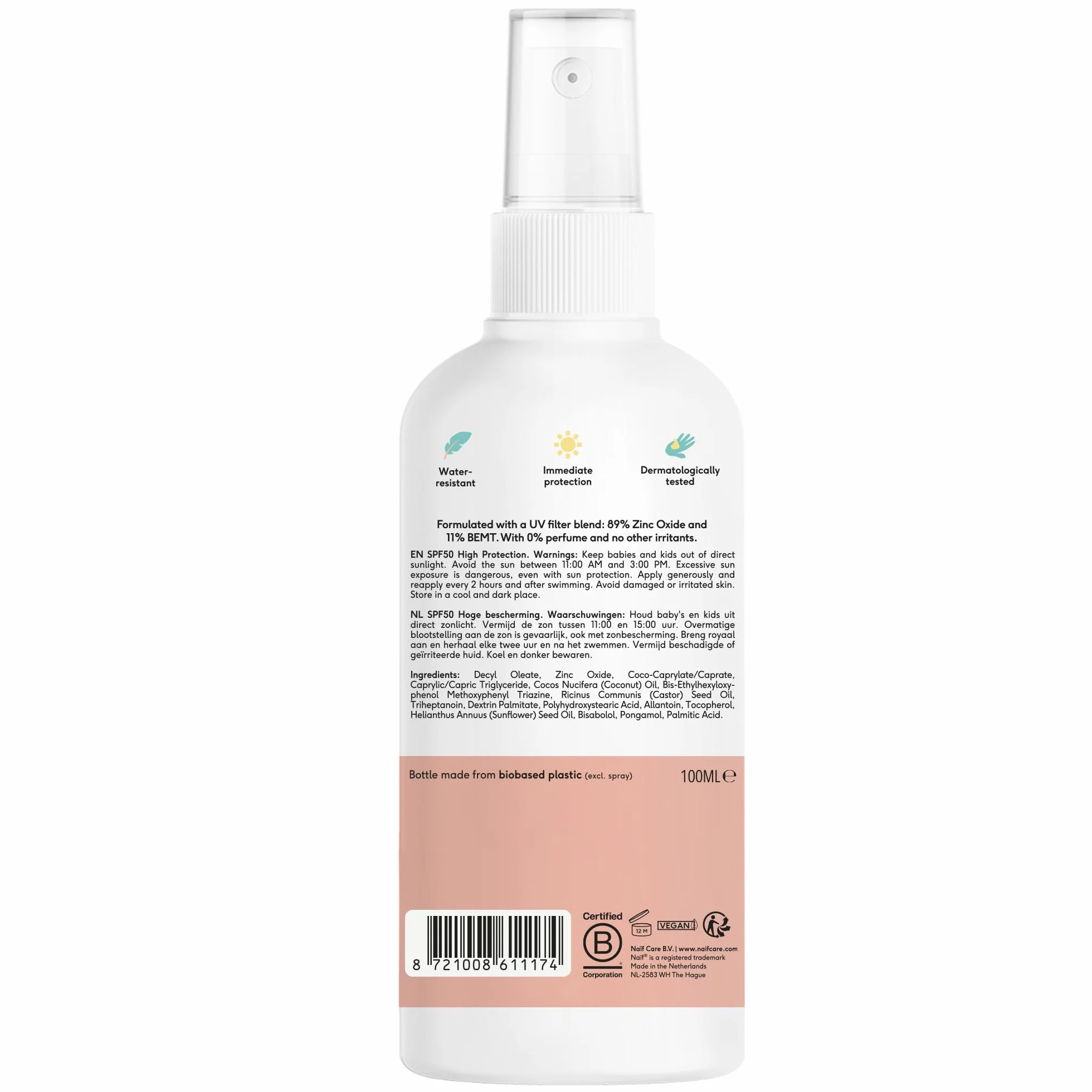 Naïf Spray Solaire Minéral SPF 50 pour Bébé & Enfant 100 ml