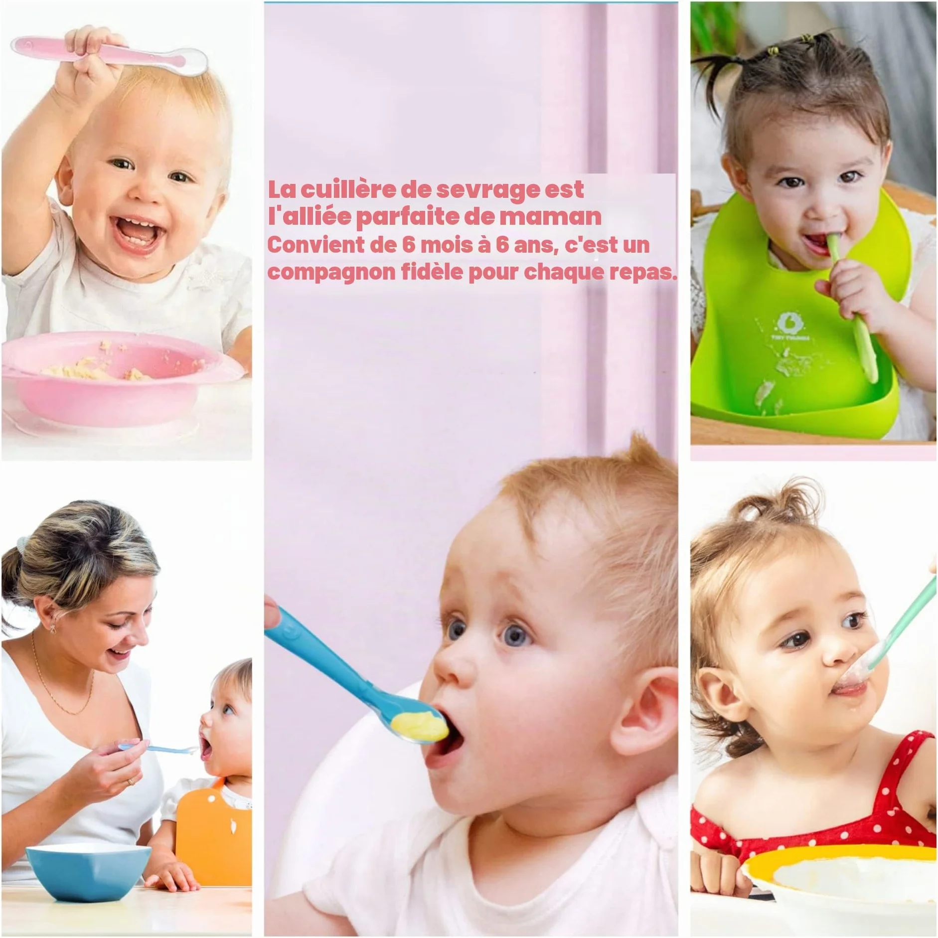Cuillère Bébé Silicone Sans BPA 4 Pièces avec Boîte de Rangement