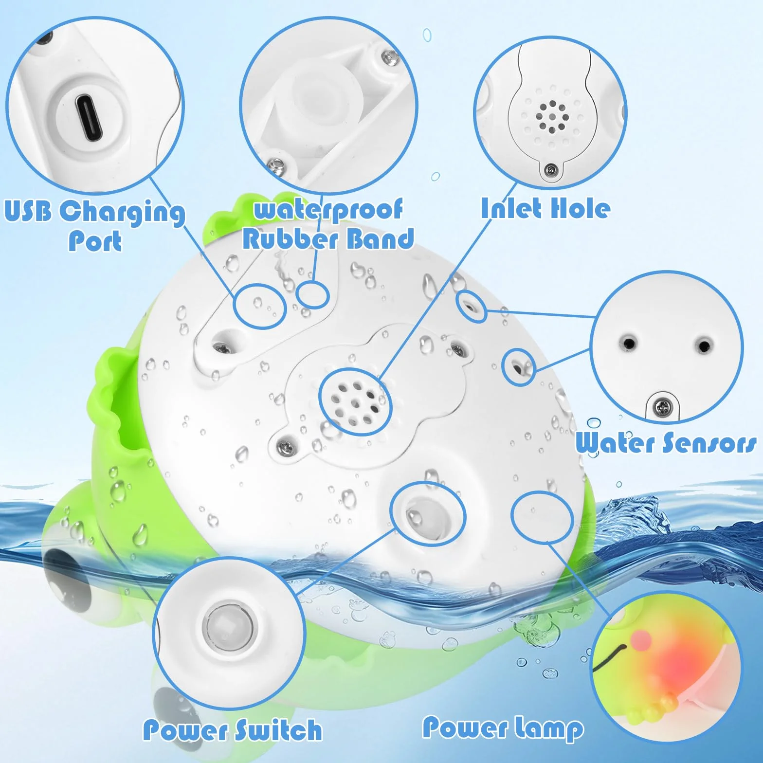 Withosent Grenouille Jouet Bain Bébé Rechargeable LED Induction Automatique Arroseur 1-6 Ans