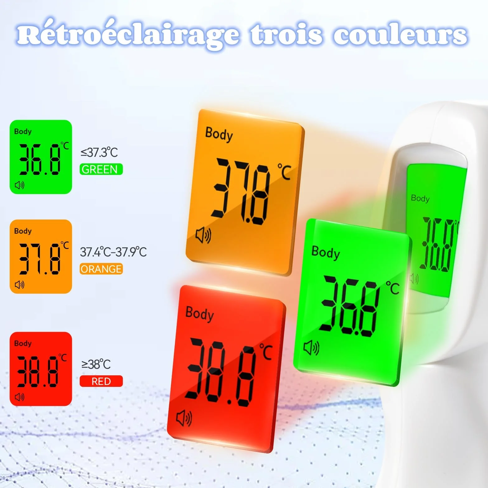 Berrcom Thermomètre Frontal Infrarouge sans Contact pour Adulte et Bébé avec Alarme de Fièvre