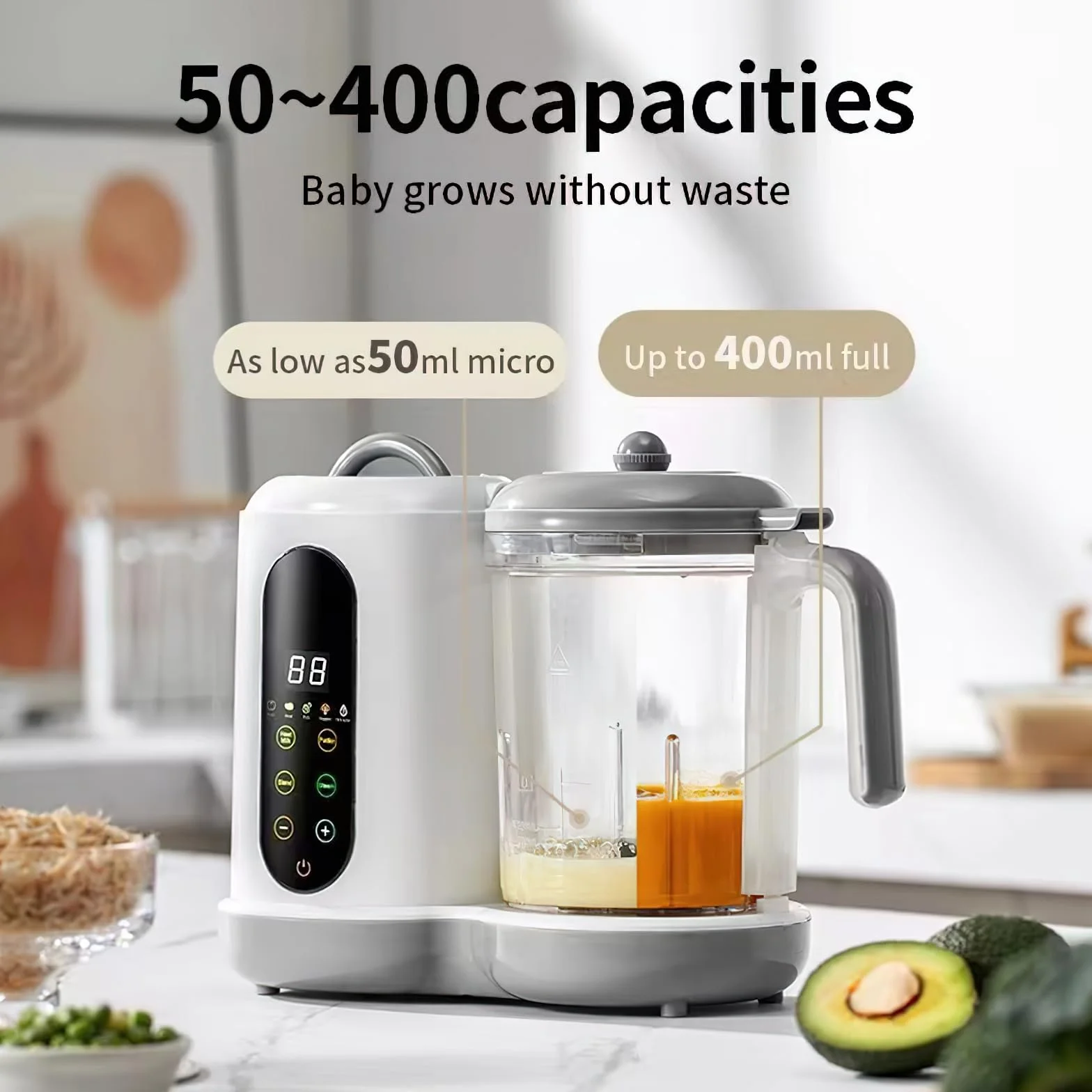 Robot Cuiseur Bébé Mixeur Vapeur 400ML Écran Tactile Nettoyage Automatique