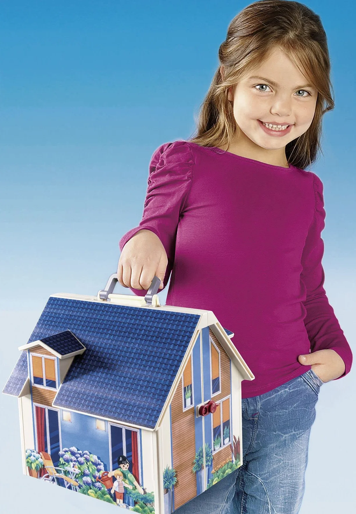 Playmobil 70985 Maison Transportable - Dollhouse avec Trois Personnages, Salle de Bains, Chambre, Salon et Cuisine - Dès 5 Ans