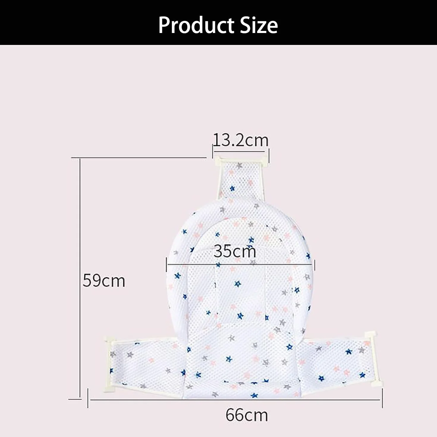 Bain en T Antidérapant pour Bébé - Blanc, Filet de Tapis maille, Support Nouveau-né avec Sangles Ajustables, Siège de Bain Confortable, 0-12 Mois