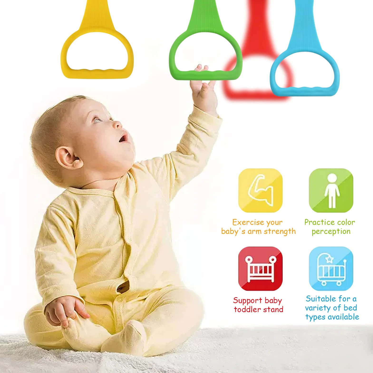 JoyPlus Anneau de Lit Bébé 4 Pièces Parc Bebe Aide Se Lever Entraînement Équilibre