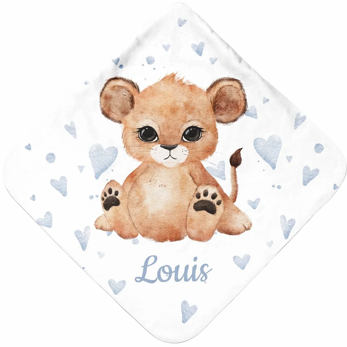 Serviette de Bain à Capuche Personnalisée Bébé Lion | Cape de Bain Personnalisable