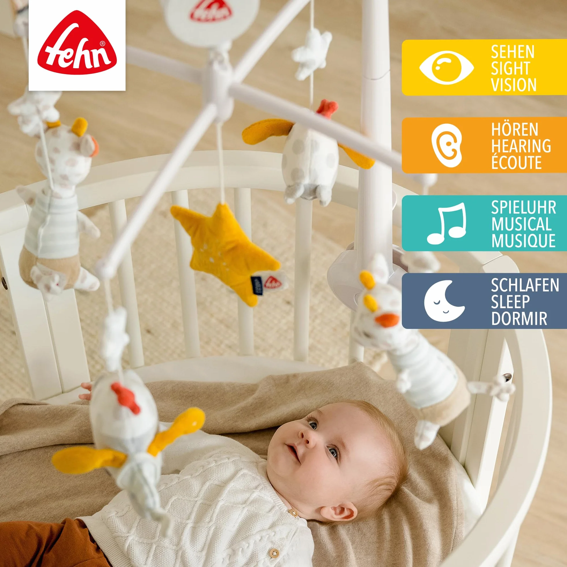 Fehn Mobile musical Gute Nacht - Mobile à remonter avec mélodie pour bébé 0-5 mois