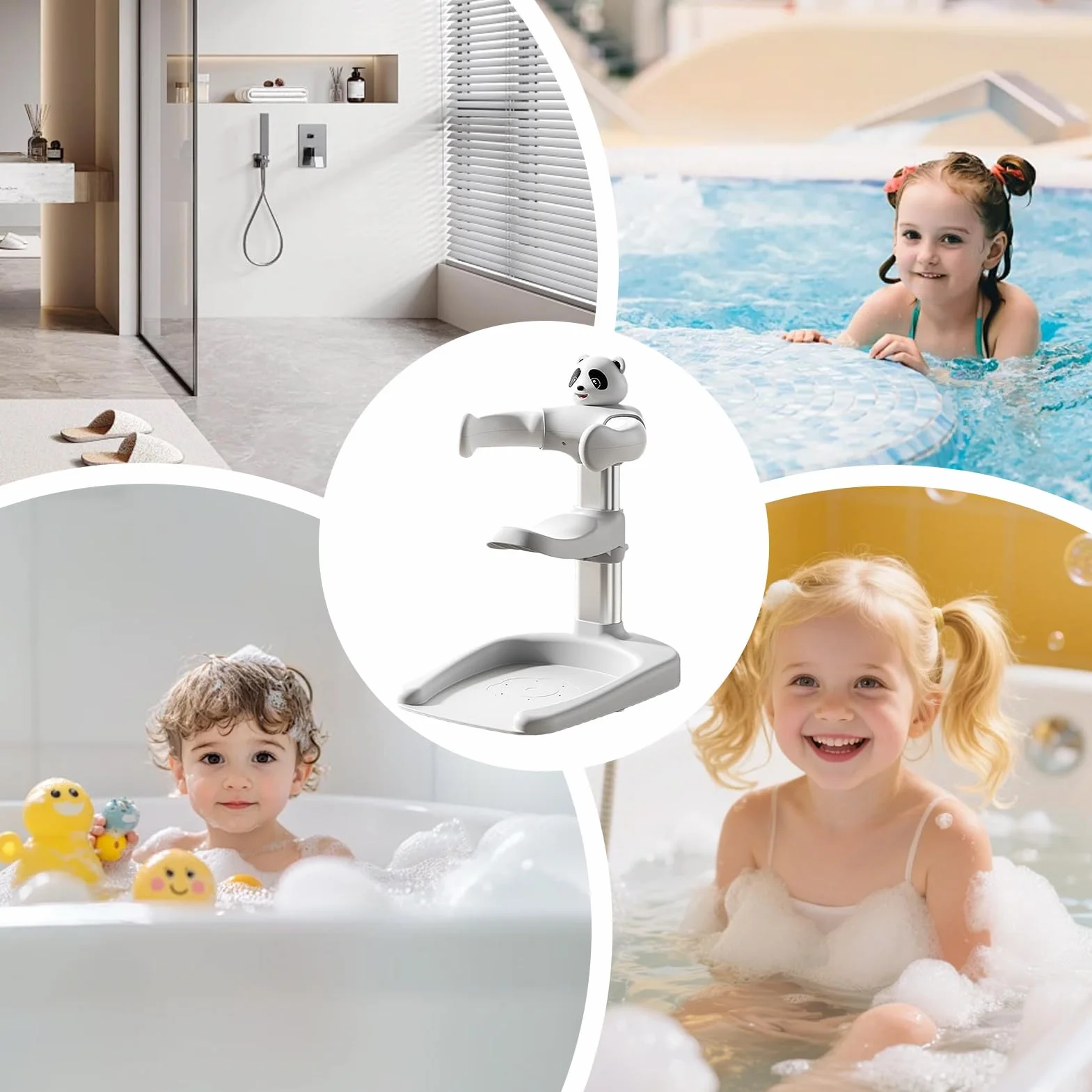 Support De Bain Debout Pour Bébé Réglable Pliable Anti-Dérapant 0-36 Mois