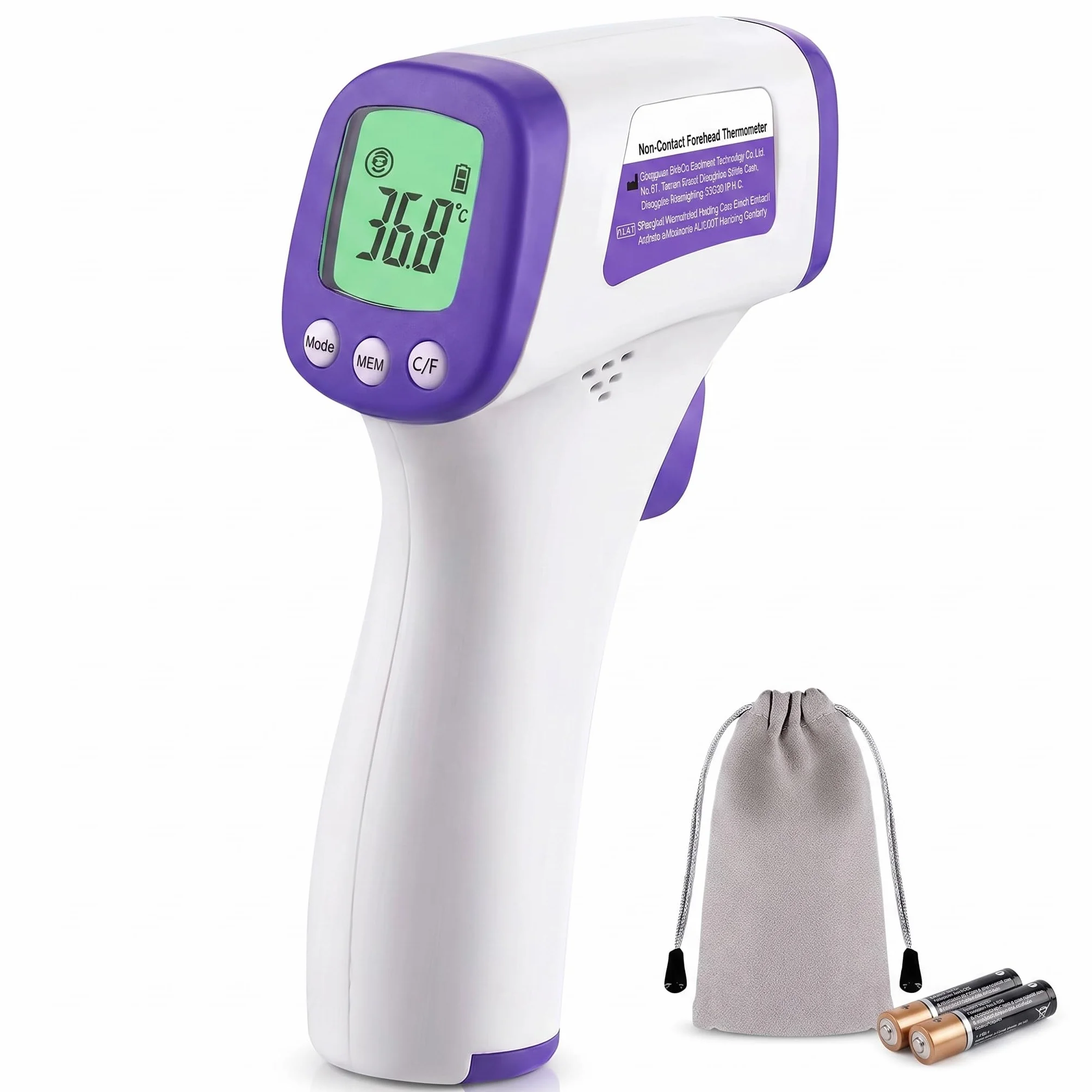 Thermomètre Frontal Sans Contact Infrarouge Bébé Adulte – Digital Médical Précis Rapide – Écran LCD Alarme Fièvre